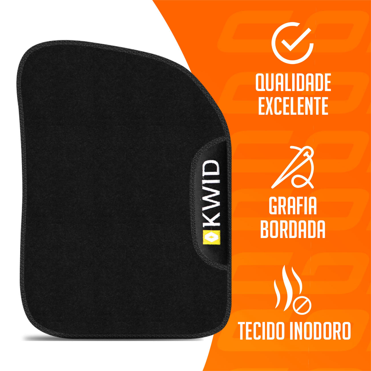 Encontraproduto.com.br - Jogo Tapete Carpete Kwid 2017 a 2025 Logo Bordada 5 Peças