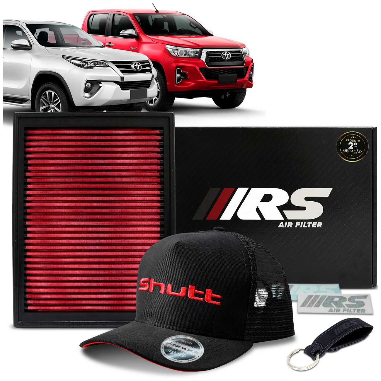 Filtro de Ar Esportivo Inbox RS de Alta Performance Hilux e SW4 RS2964 + Boné Shutt