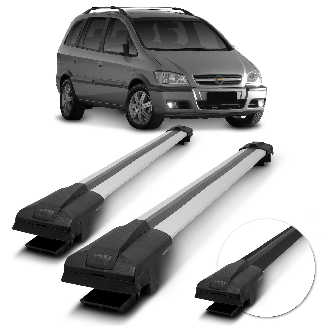 Rack de Teto Travessa Larga Zafira 2001 A 2022 Preto Prata 45Kg
