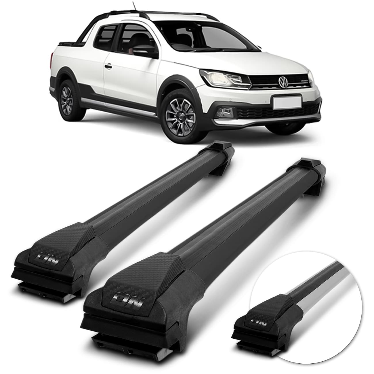 Rack de Teto Travessa Slim Saveiro Cross 2010 A 2023 Preto Prata 45Kg