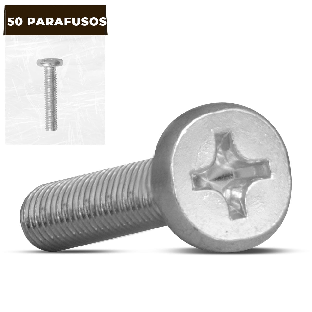 Kit 50 Parafusos M6 3X10mm Cabeça Chata para Diversas Aplicações