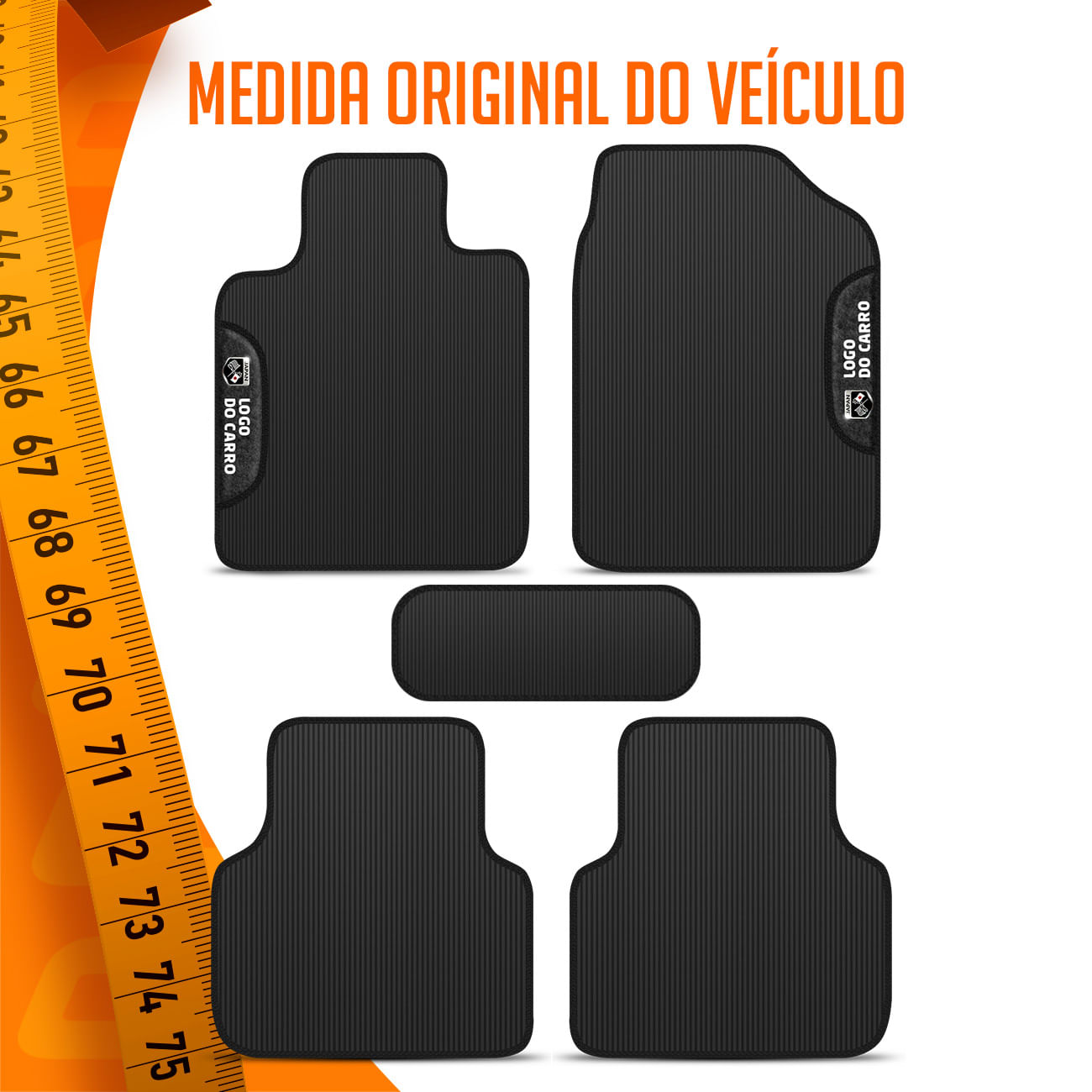 Encontraproduto.com.br - Jogo de Tapetes PVC Compatível Civic 2017 a 2024  Preto Com Logo Bordada Concept 3D 5 Peças