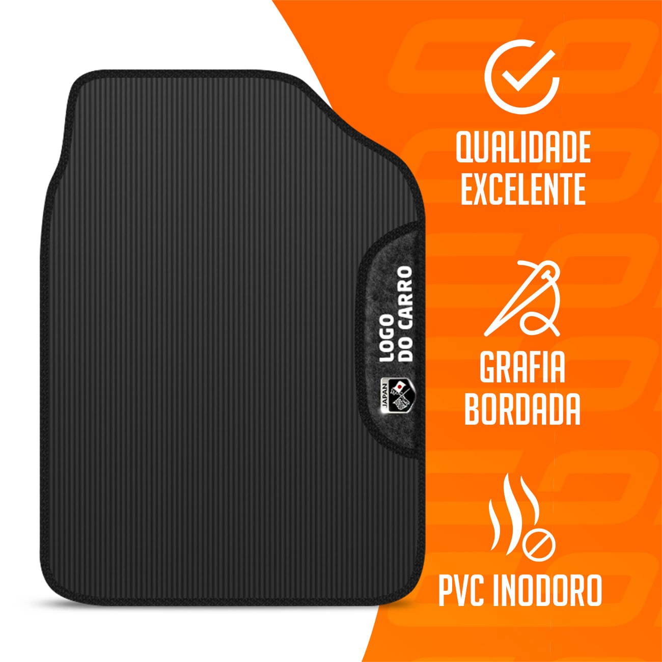 Encontraproduto.com.br - Jogo de Tapetes PVC Compatível Civic 2017 a 2024  Preto Com Logo Bordada Concept 3D 5 Peças