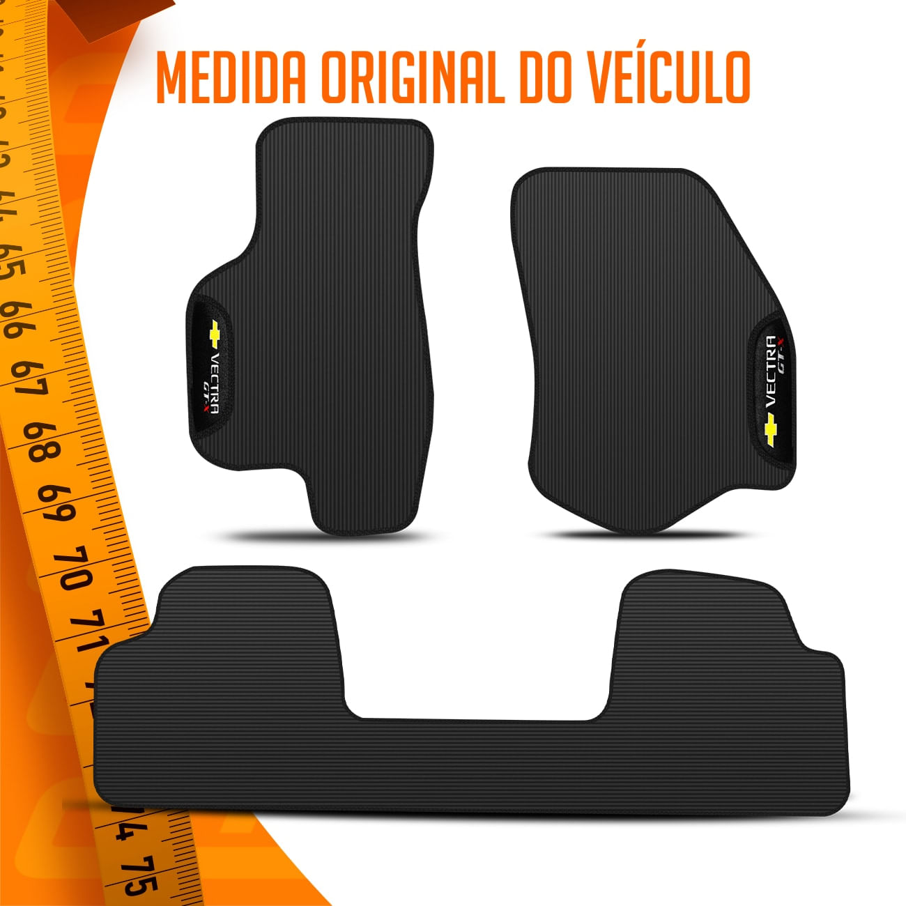 Encontraproduto.com.br - Jogo de Tapete PVC Vectra GT-X 2009 a 2012 Preto Com Logo Bordado Concept 3D 3 Peças