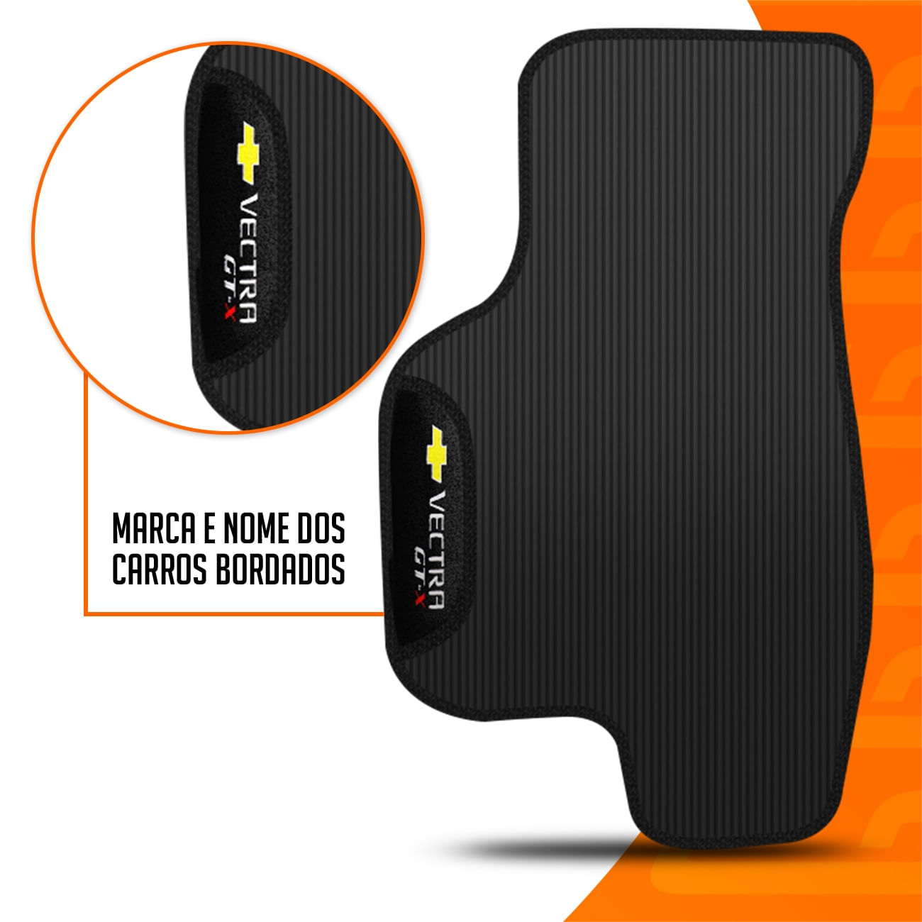 Encontraproduto.com.br - Jogo de Tapete PVC Vectra GT-X 2009 a 2012 Preto Com Logo Bordado Concept 3D 3 Peças