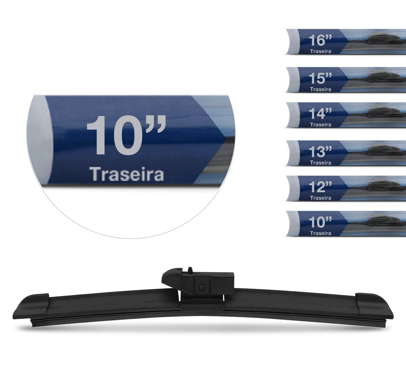 Palheta Limpador Parabrisa Traseira Encaixe DTL 10 12 13 14 15 16 Polegadas Universal Soft