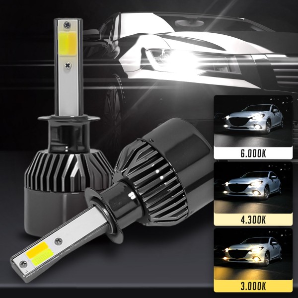 Kit Lâmpada Ultra LED Dual Color Triple 3000K 4300K 6000K 2400 Lúmens