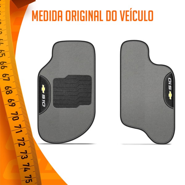 Encontraproduto.com.br - Jogo de Tapete Carpete S10 Cabine Simples 2001 a 2011 Cinza Claro Logo Bordado Concept 3D 2 Peças