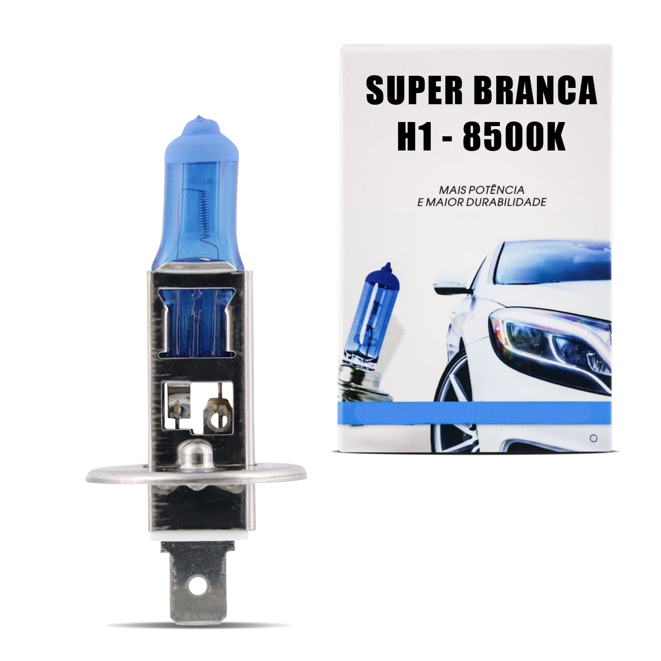Par Lâmpada Super Branca H11 H1 H3 H4 H7 Hb4 8500k 55w 12v Efeito Xênon Farol Carro