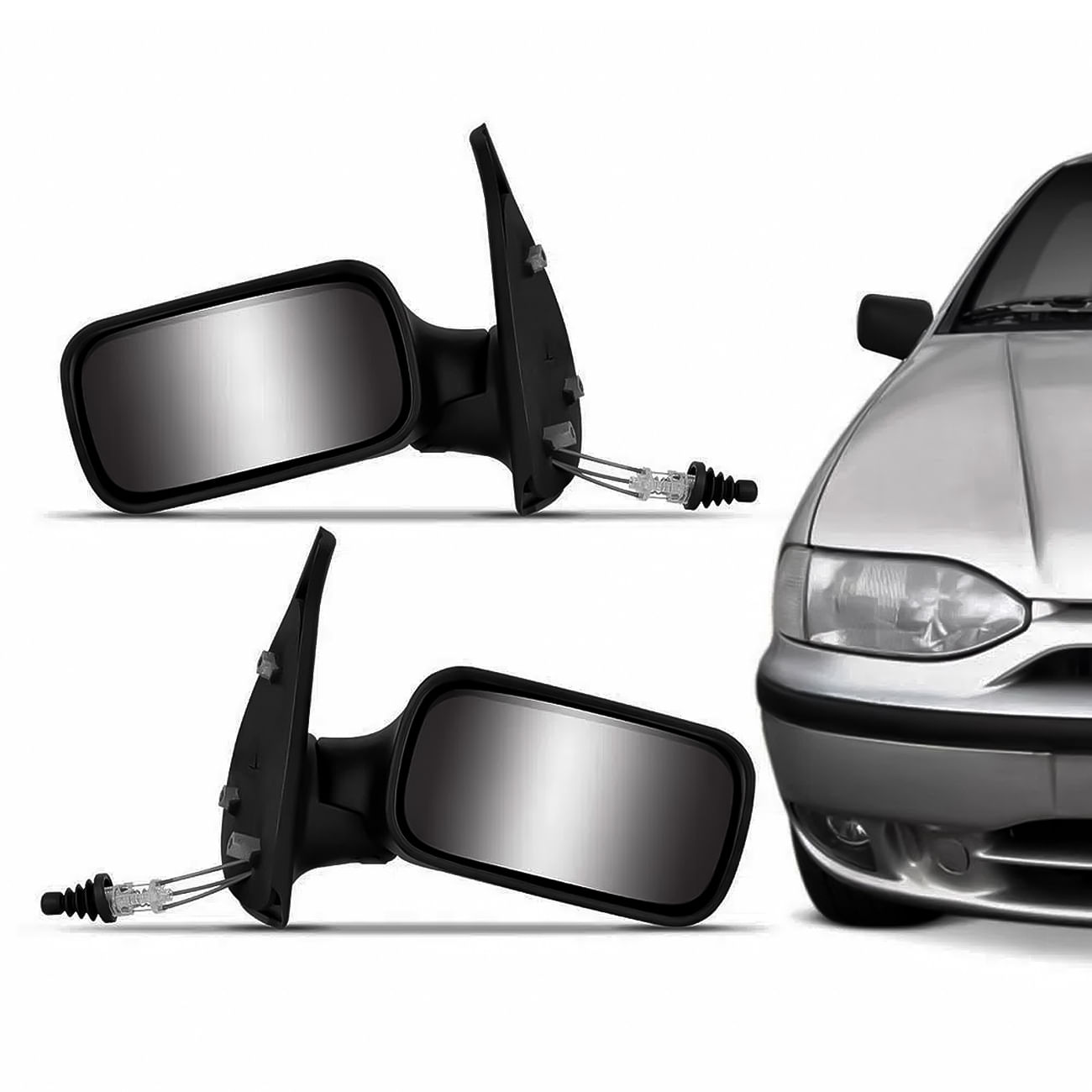 Par Retrovisor Palio 96 97 98 99 00 Strada 98 99 00 Preto com Controle 2 Portas