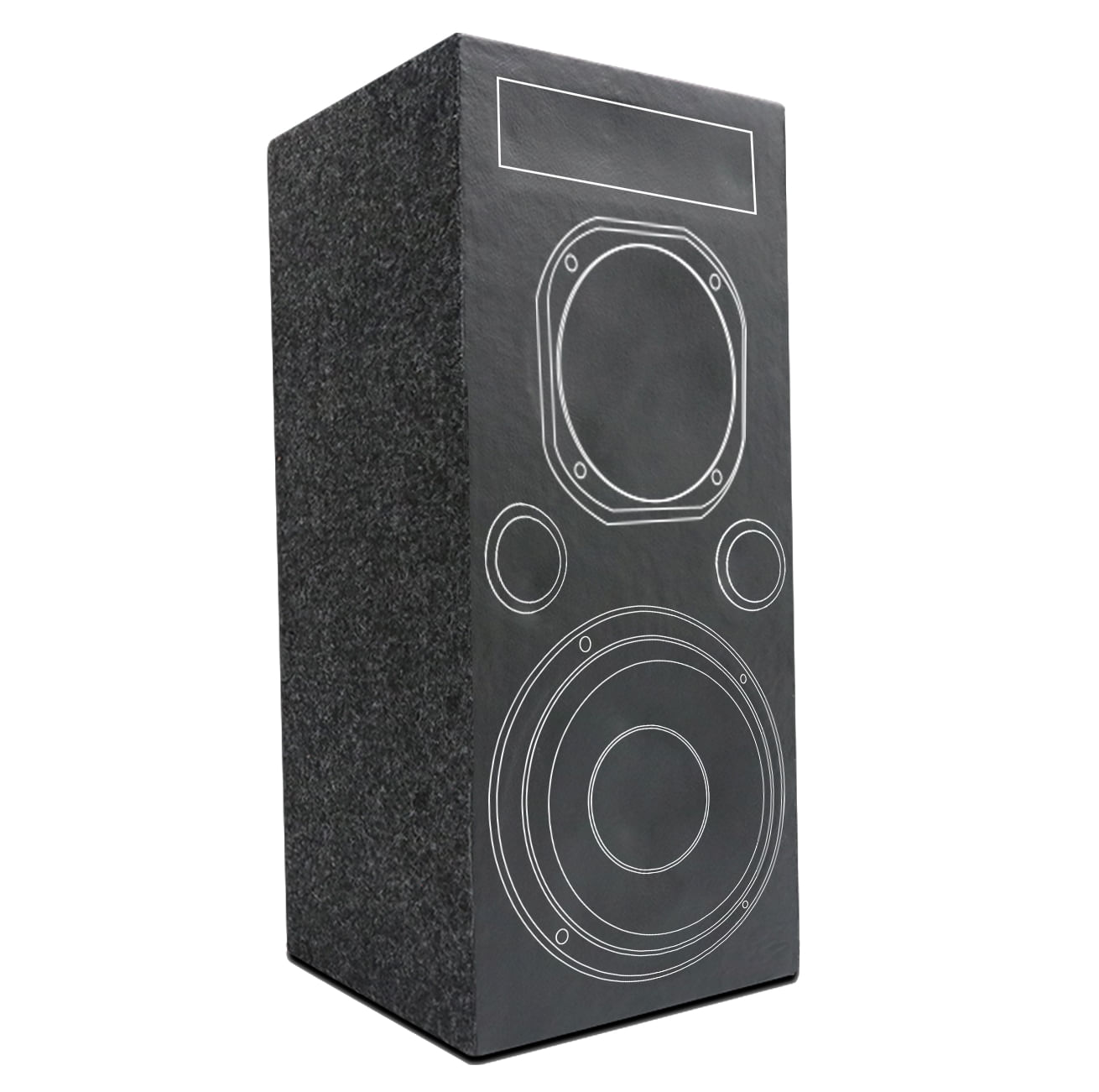 Caixa Som Bob Residencial MP3 + Driver + 1 Falante 8 Pol Dutada Carpete Courvin Grafite MDF Vazia