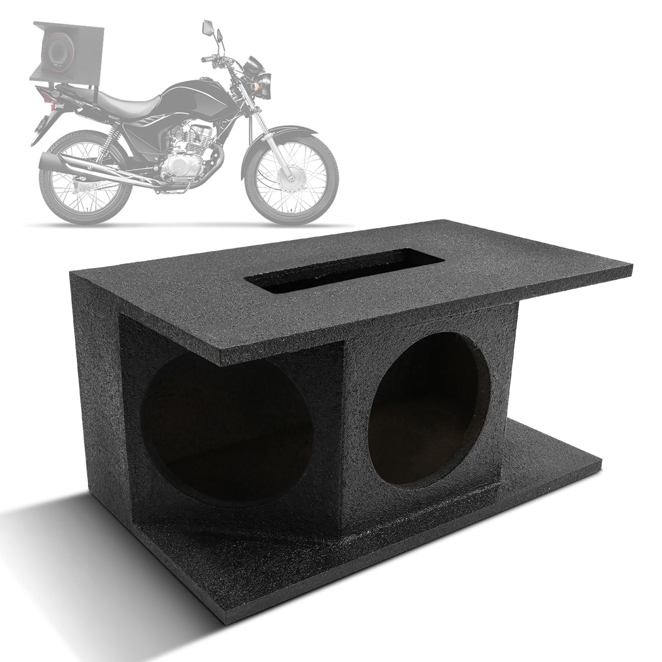 Caixa de Som Propaganda Moto Volante para Player 3 Alto Falantes 6 Polegadas MDF Preto
