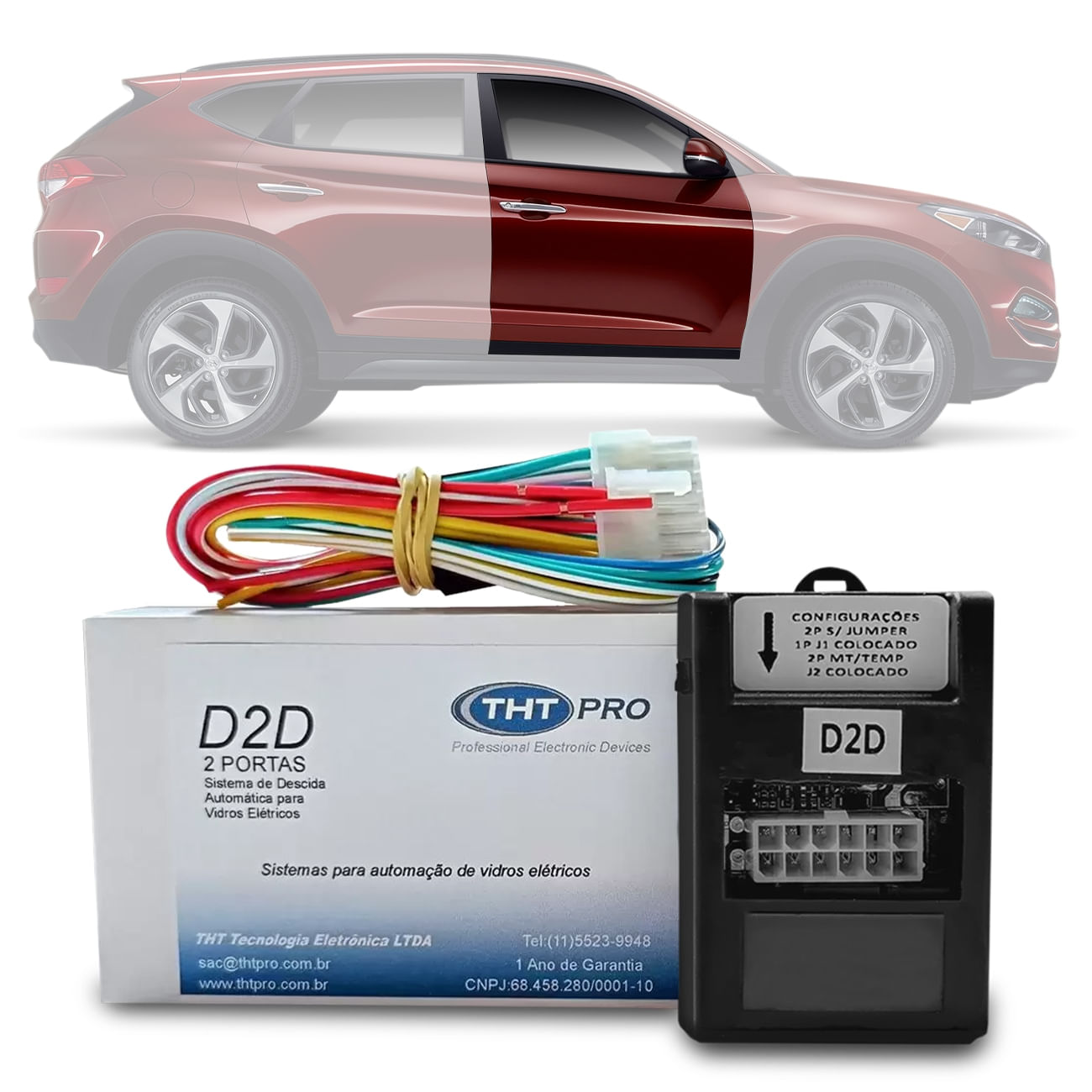 Módulo Vidro Elétrico Tucson 2015 a 2018 I30 2010 a 2017 Sensorizado 2 Portas Dianteiro Com Chicote