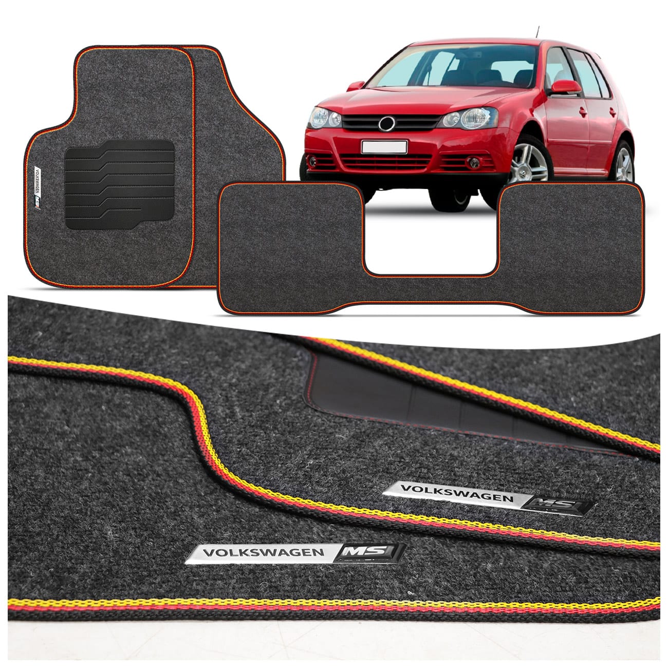 Jogo de Tapete Carpete Premium Golf 1999 a 2011 Preto Grafite Com Placa Personalizada Volkswagen