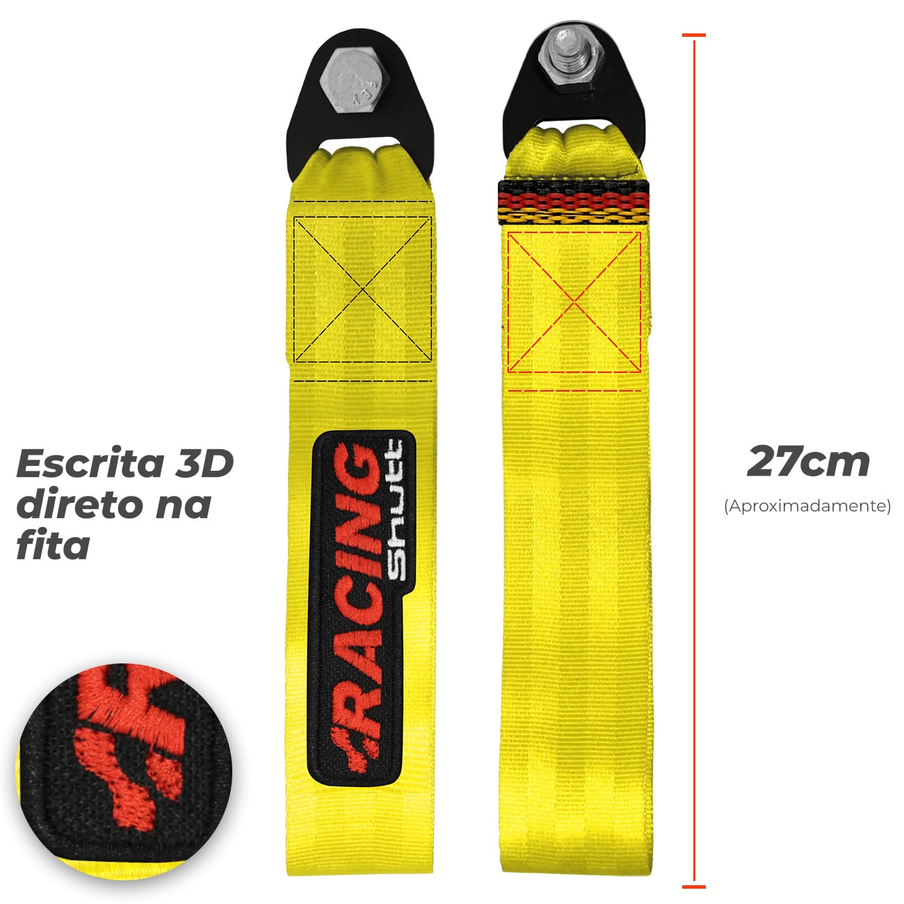 Encontraproduto.com.br - Cinta Fita Reboque Tow Strap Com Viés 3D Personalizado Racing Shutt Capacidade 2 Toneladas Universal