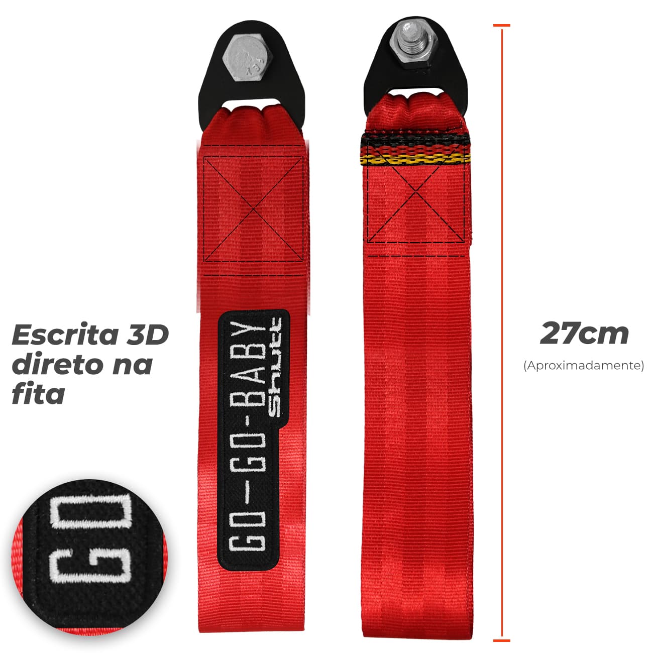 Encontraproduto.com.br - Cinta Fita Reboque Tow Strap Com Viés 3D Personalizado Go Go Baby Capacidade 2 Toneladas Universal
