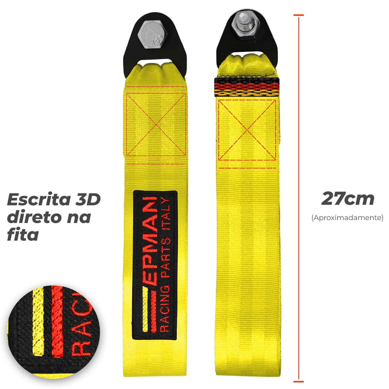 Encontraproduto.com.br - Cinta Fita Reboque Tow Strap Com Viés 3D Personalizado EPMan Racing Capacidade 2 Toneladas Universal
