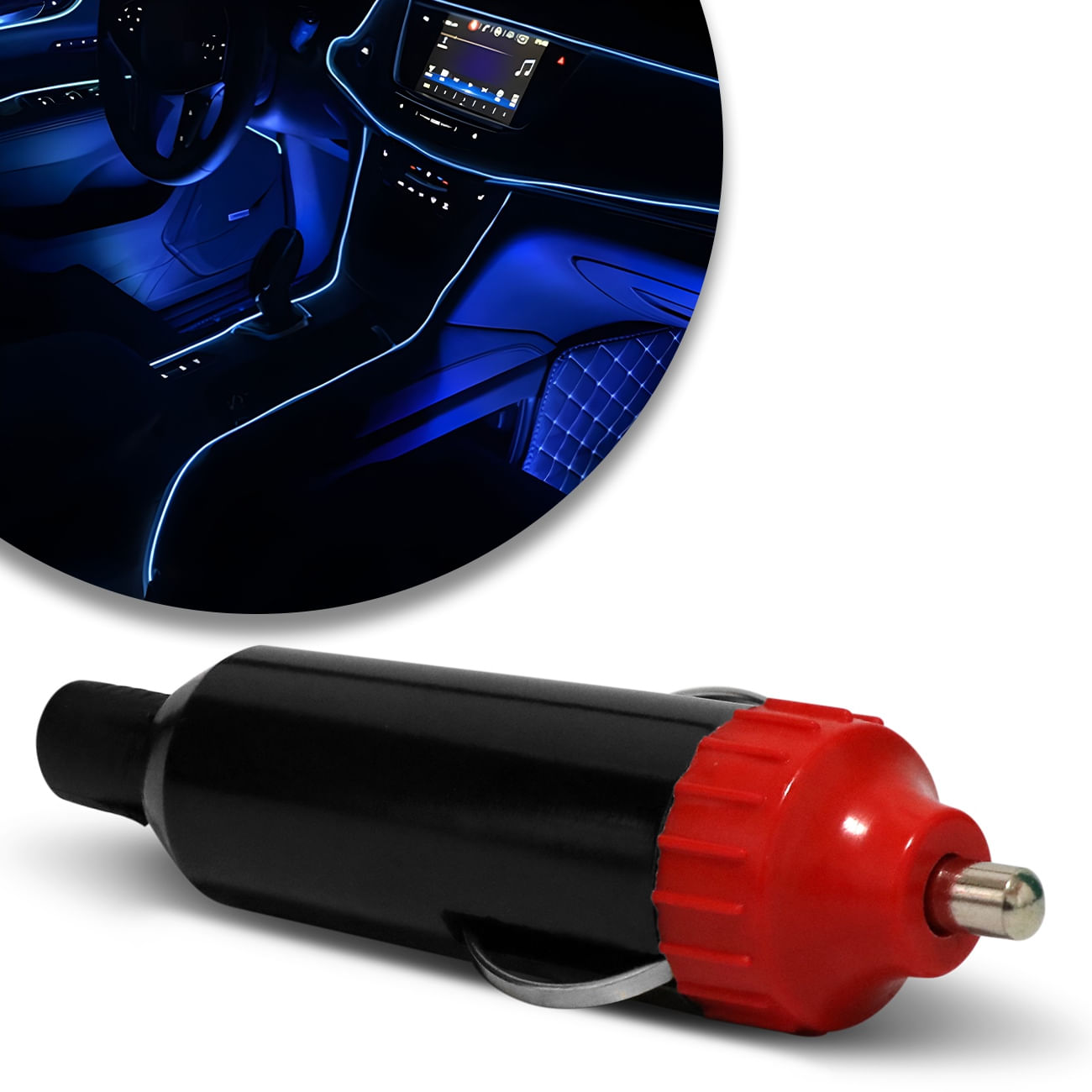 Reator Plug Universal 12v Preto com Vermelho