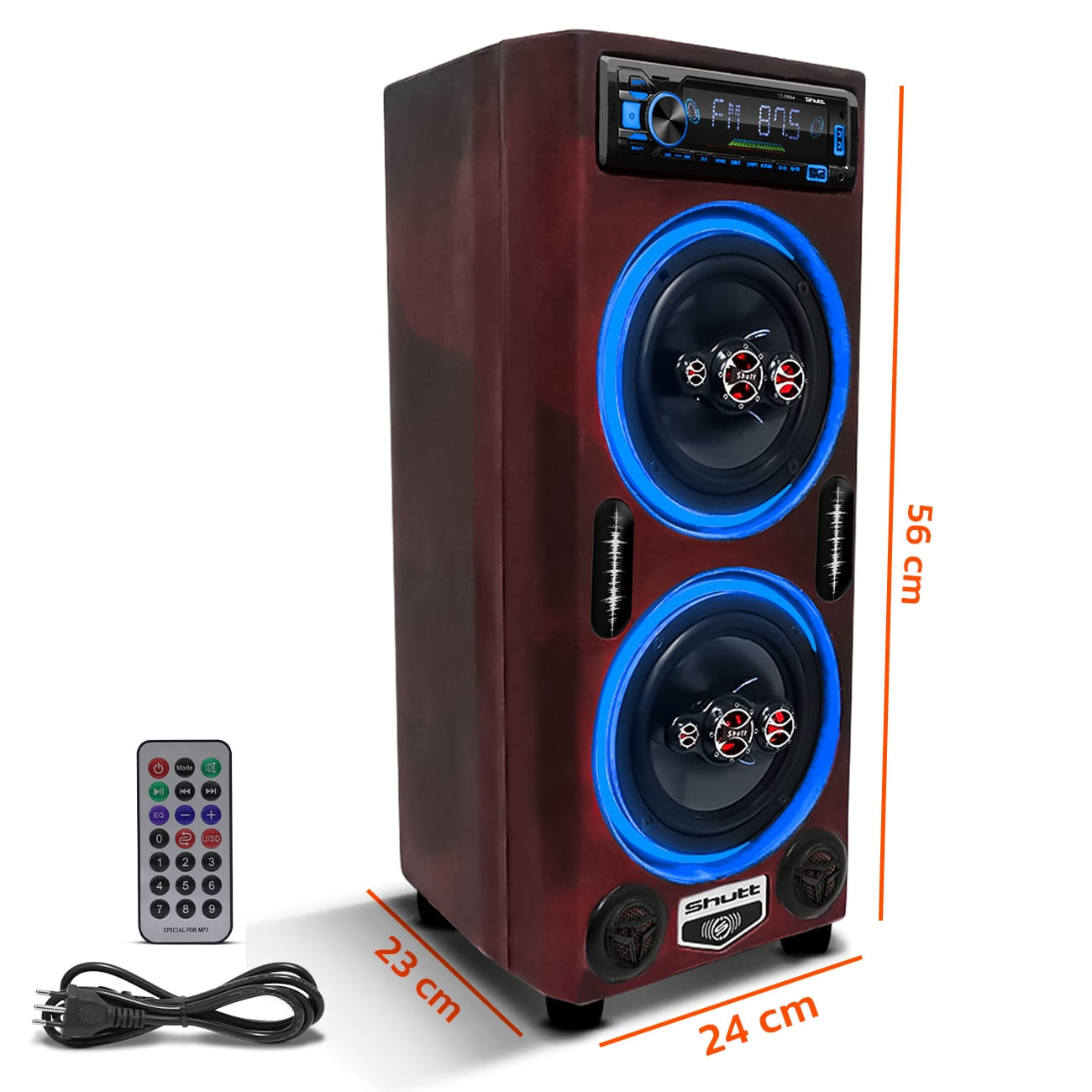 Encontraproduto.com.br - Caixa Som Bob Amplificada Shutt 540w 6 Pol + Driver Residêncial Bivolt Player Bluetooth USB SD LED