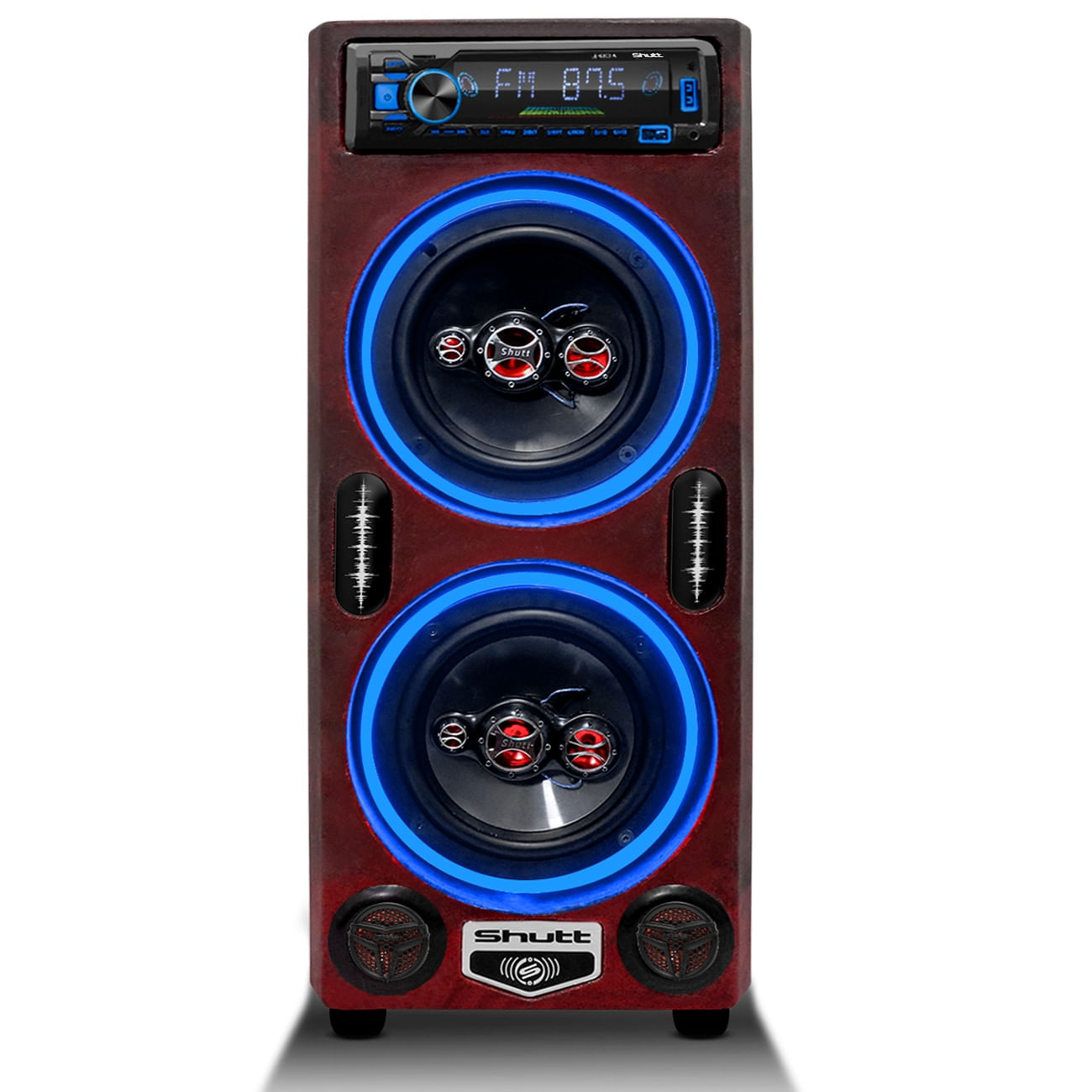Encontraproduto.com.br - Caixa Som Bob Amplificada Shutt 540w 6 Pol + Driver Residêncial Bivolt Player Bluetooth USB SD LED