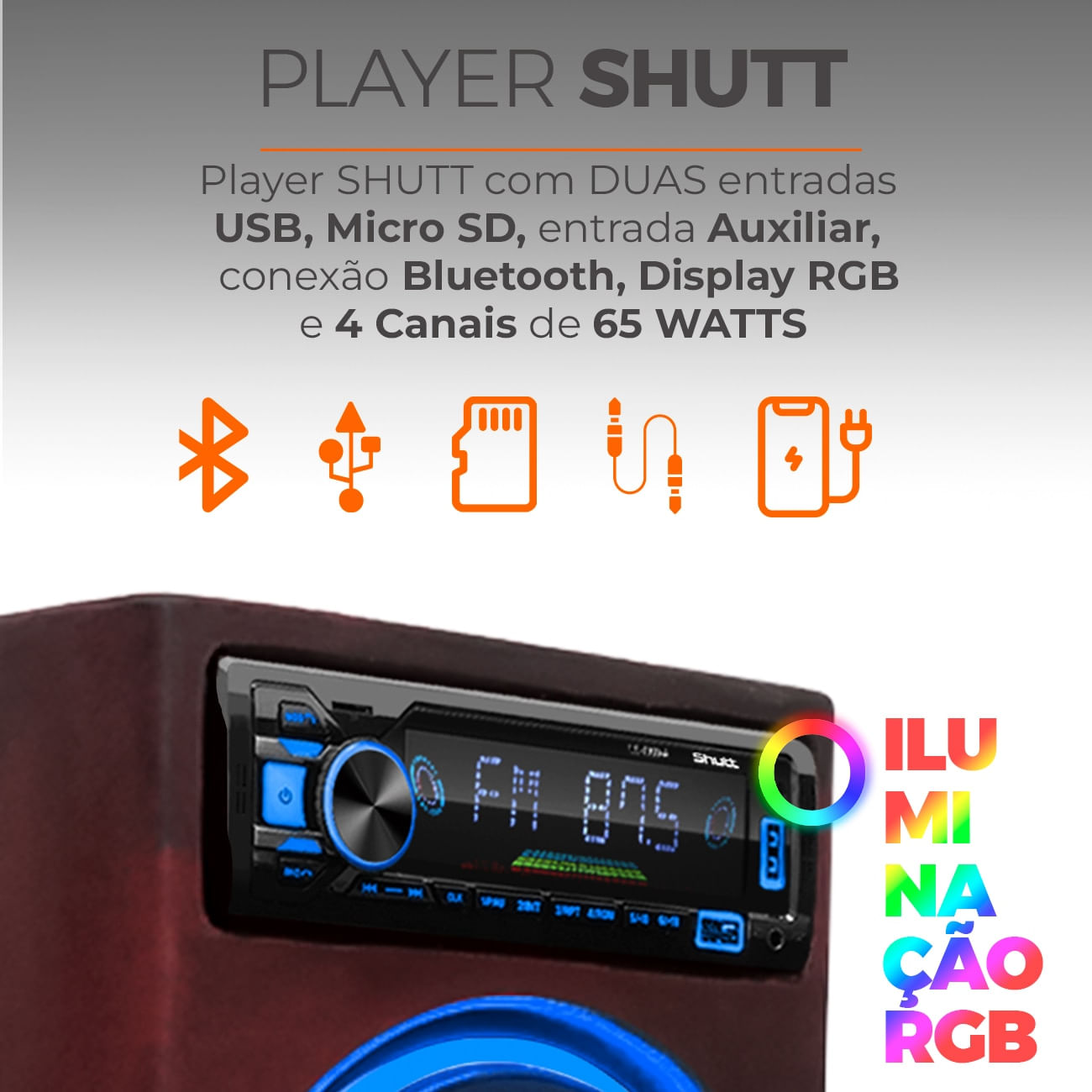 Encontraproduto.com.br - Caixa Som Bob Amplificada Shutt 540w 6 Pol + Driver Residêncial Bivolt Player Bluetooth USB SD LED