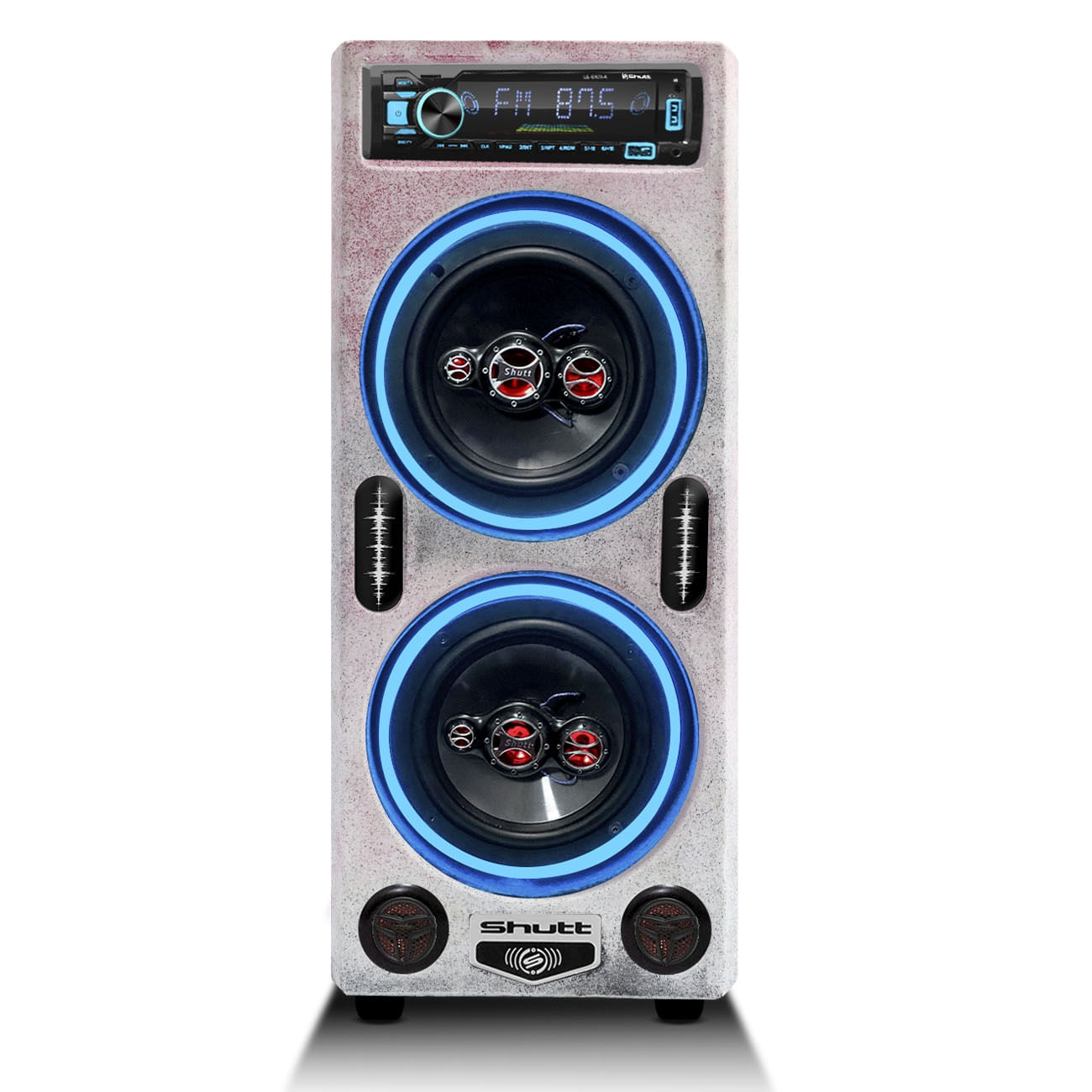 Encontraproduto.com.br - Caixa De Som Bob Residencial Amplificada 6 Pol Shutt 520W + Player Bluetooth LED Neon Festa Bar