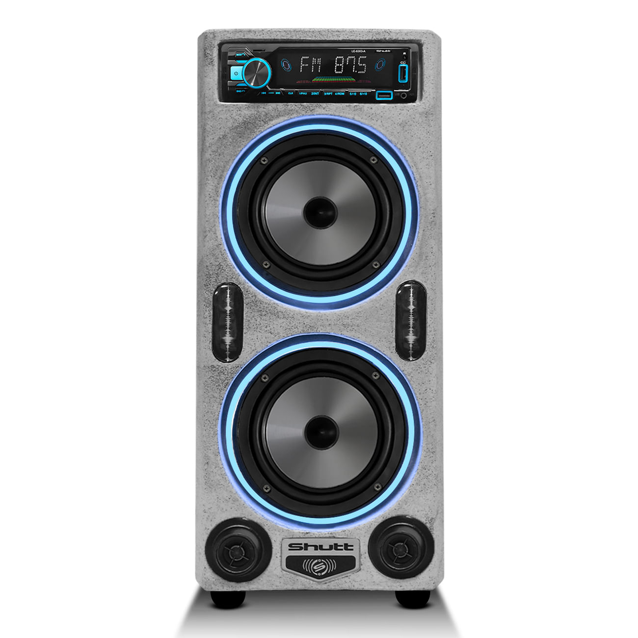 Encontraproduto.com.br - Caixa De Som Bob Residencial Amplificada Shutt 6Pol 520w + Player Shutt + Mini Tweeter C/ LED
