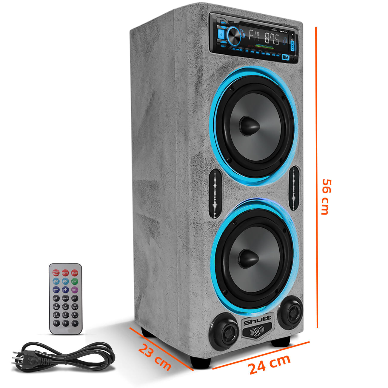Encontraproduto.com.br - Caixa De Som Bob Residencial Amplificada Shutt 6Pol 520w + Player Shutt + Mini Tweeter C/ LED