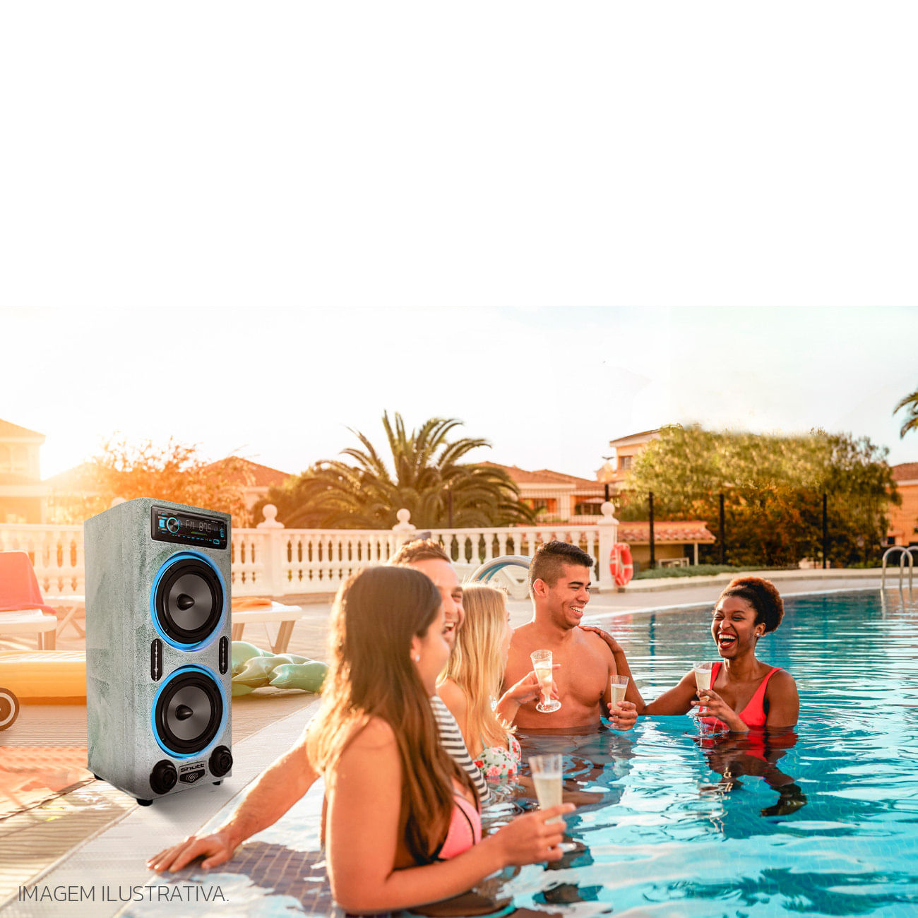 Encontraproduto.com.br - Caixa De Som Bob Residencial Amplificada Shutt 6 Polegadas 400w + Player Shutt Bluetooth + LED Neon
