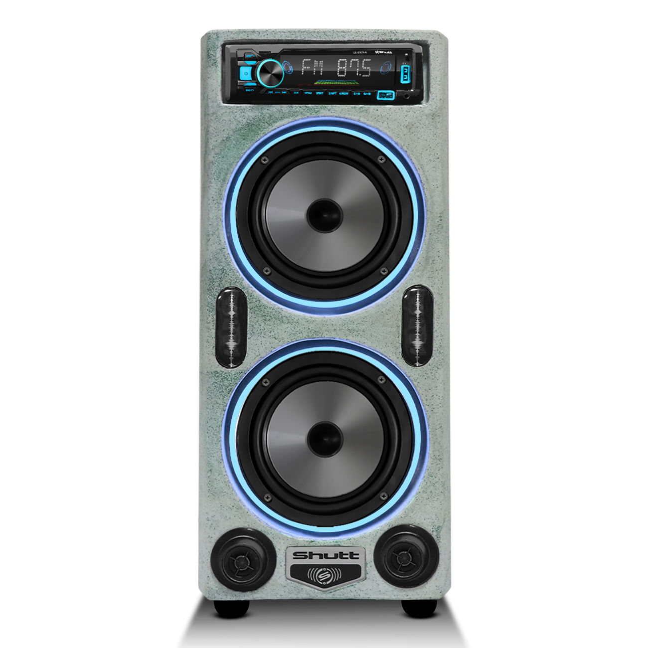 Encontraproduto.com.br - Caixa De Som Bob Residencial Amplificada Shutt 6 Polegadas 400w + Player Shutt Bluetooth + LED Neon