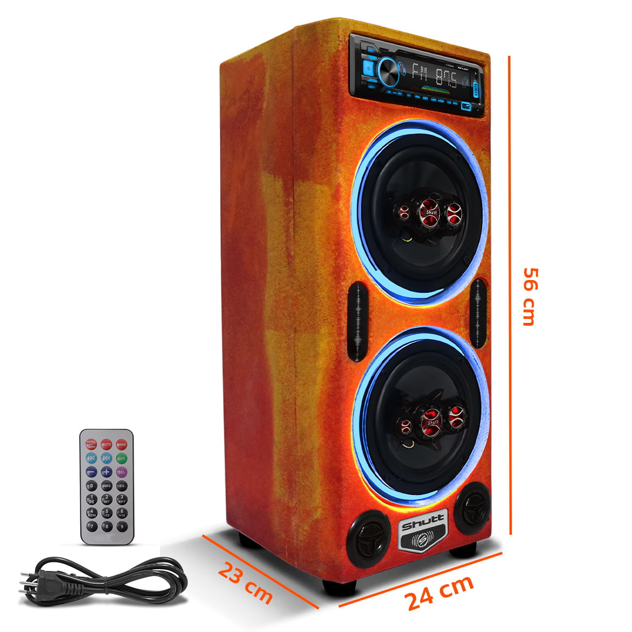Encontraproduto.com.br - Caixa De Som Bob Residencial Amplificada Shutt 6 Polegadas 400w + Player Shutt + C/ LED Completa