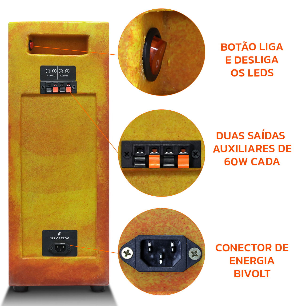 Encontraproduto.com.br - Caixa De Som Bob Residencial Amplificada Shutt 6 Polegadas 400w + Player Shutt + C/ LED Completa