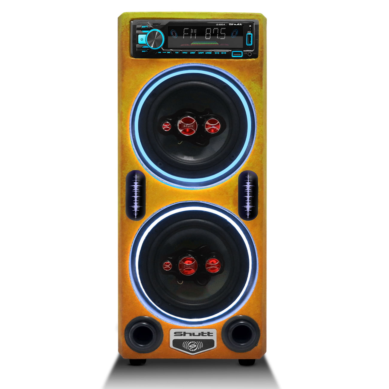 Encontraproduto.com.br - Caixa De Som Bob Residencial Amplificada Shutt 6 Polegadas 400w + Player Shutt + C/ LED Completa