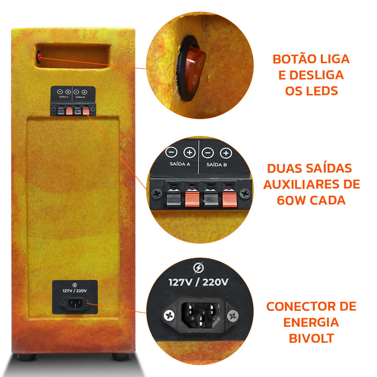 Encontraproduto.com.br - Caixa De Som Bob Residencial Amplificada Shutt 6 Polegadas 400w + Player Shutt + C/ LED Completa