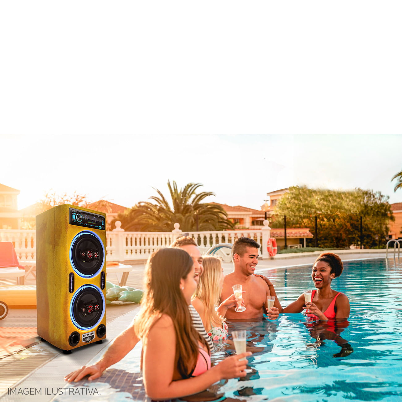 Encontraproduto.com.br - Caixa De Som Bob Residencial Amplificada Shutt 6 Polegadas 400w + Player Shutt + C/ LED Completa