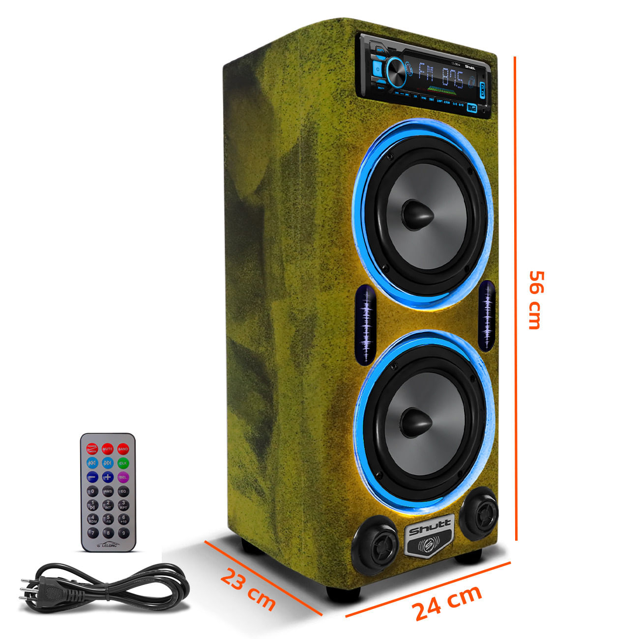 Encontraproduto.com.br - Caixa De Som Bob Residencial Amplificada Shutt 6 Polegadas 400w C/ Led Neon Som Forte Completa