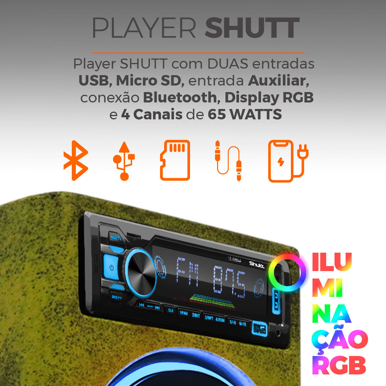 Encontraproduto.com.br - Caixa De Som Bob Residencial Amplificada Shutt 6 Polegadas 400w C/ Led Neon Som Forte Completa