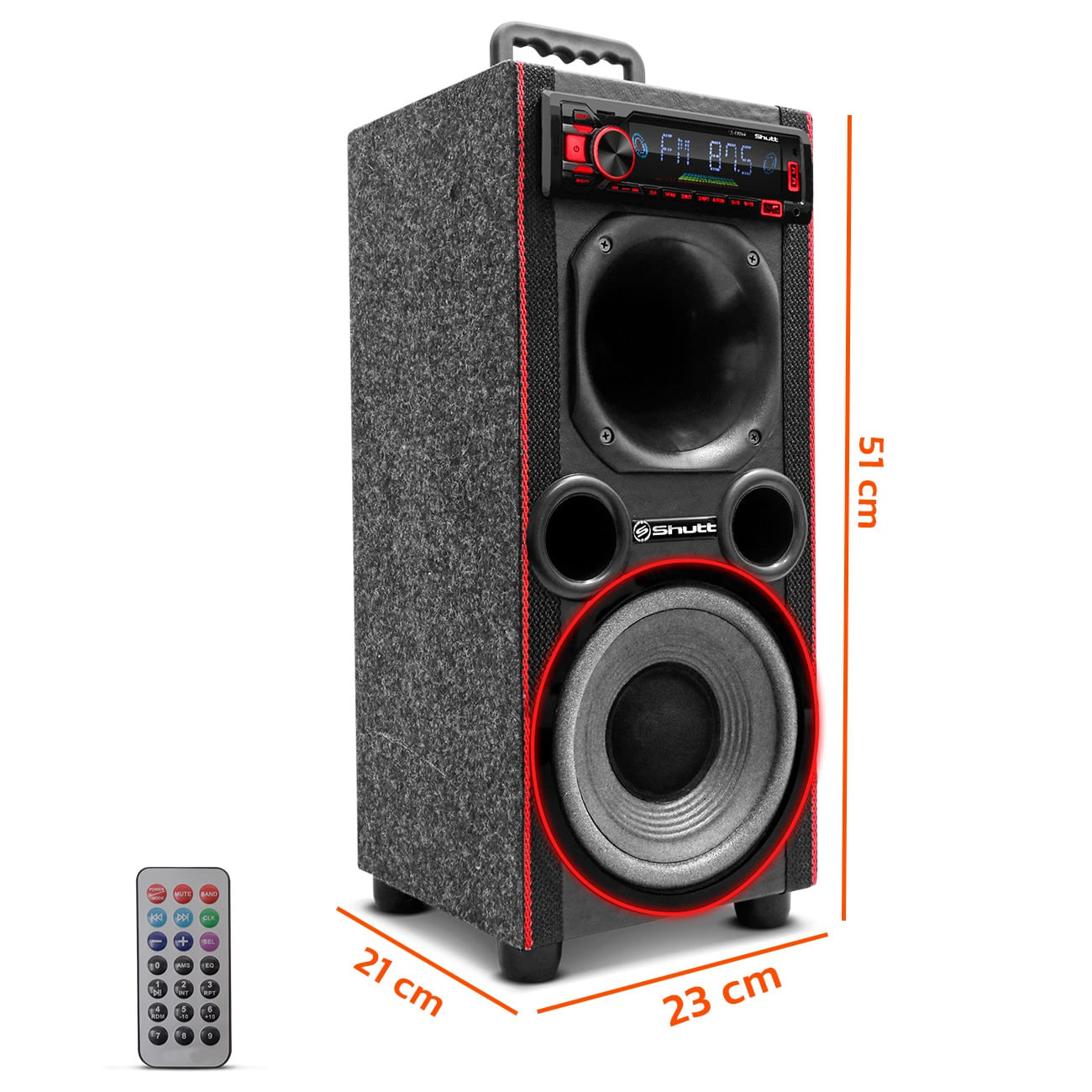 Encontraproduto.com.br - Caixa De Som Bob Residencial Shutt Amplificada 380w RMS Subwoofer Novik 8 Polegadas Dutada Led Neon