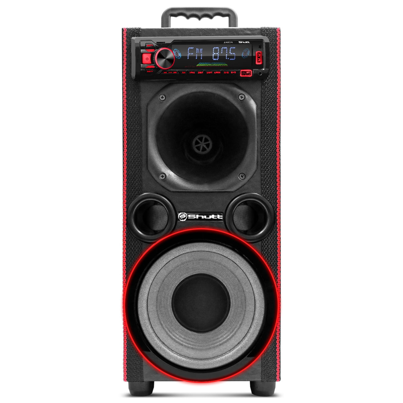 Encontraproduto.com.br - Caixa De Som Bob Residencial Shutt Amplificada 380w RMS Subwoofer Novik 8 Polegadas Dutada Led Neon