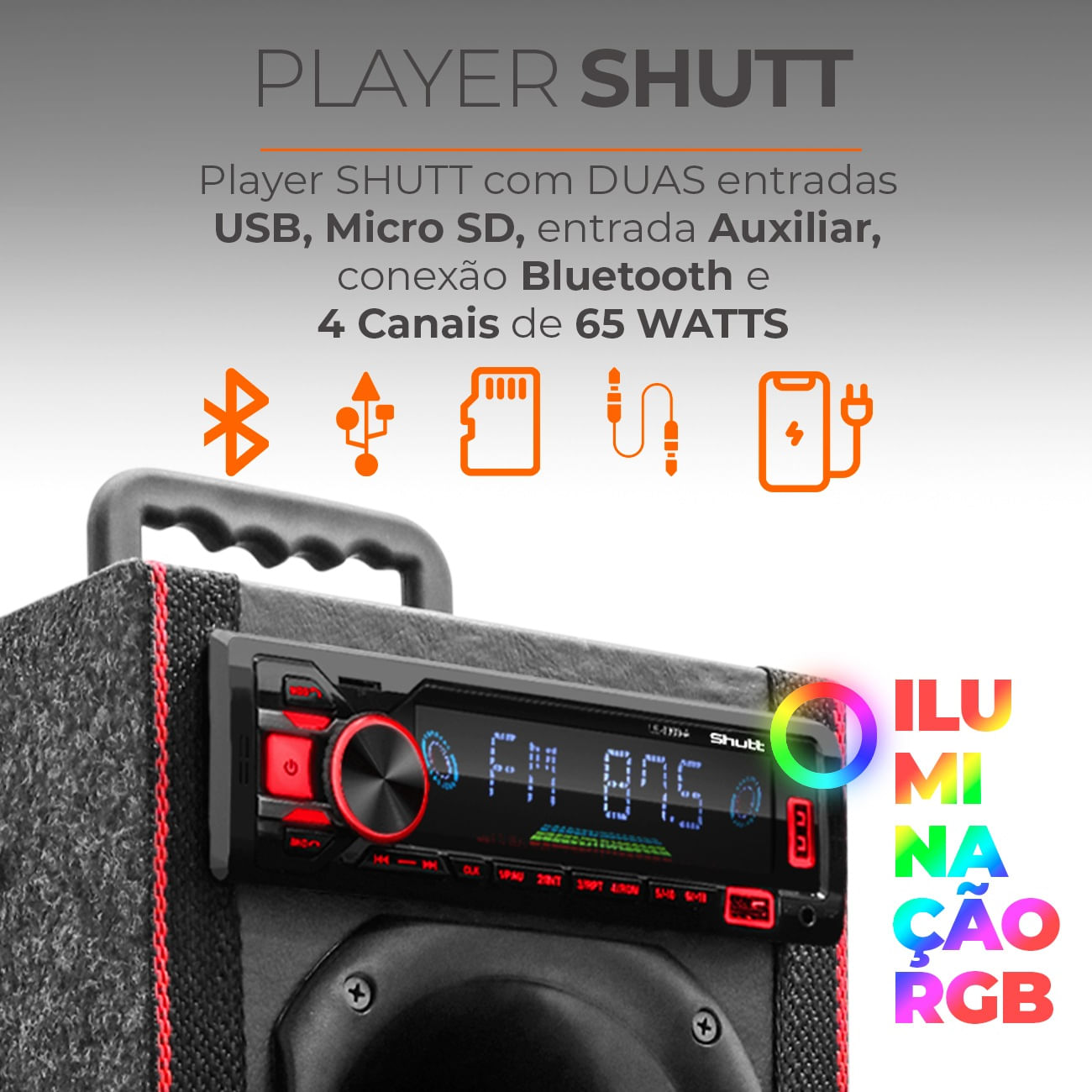 Encontraproduto.com.br - Caixa De Som Bob Residencial Shutt Amplificada 380w RMS Subwoofer Novik 8 Polegadas Dutada Led Neon