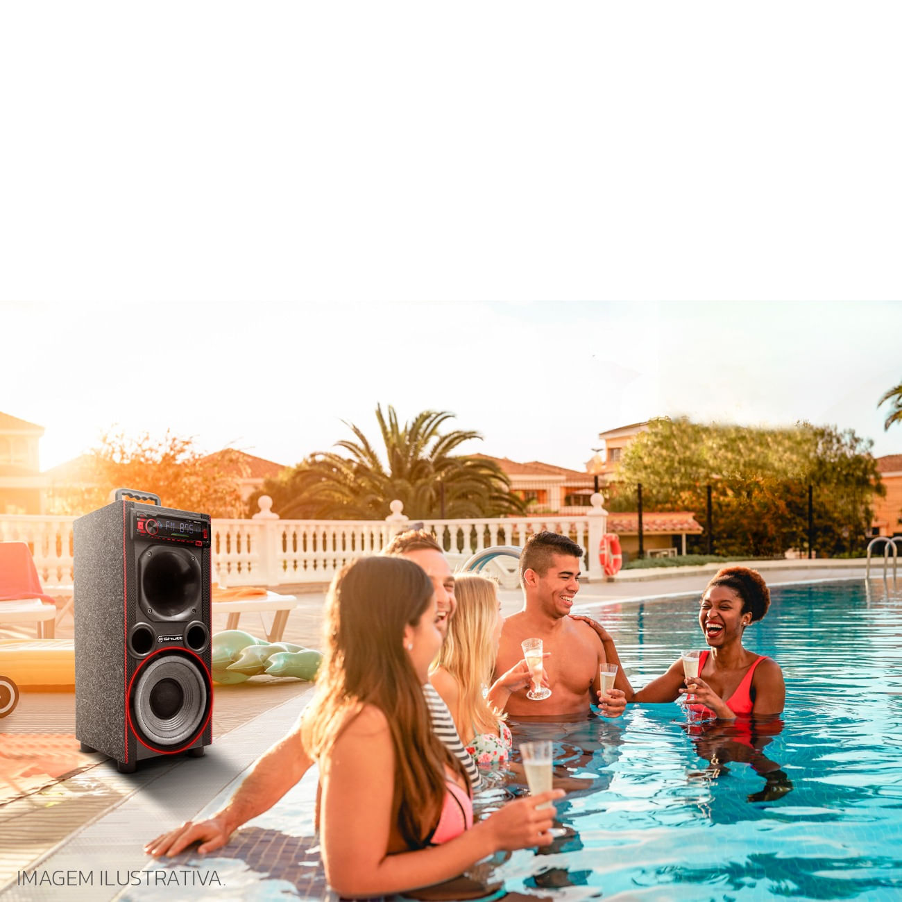 Encontraproduto.com.br - Caixa De Som Bob Residencial Shutt Amplificada 380w RMS Subwoofer Novik 8 Polegadas Dutada Led Neon