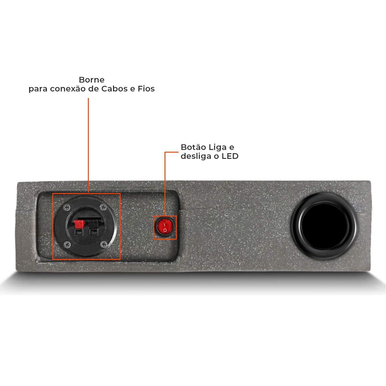 Encontraproduto.com.br - Caixa Som Slim Passiva Dutada Shutt Subwoofer Concept 8 Polegadas 220W Tweeter C/ LED