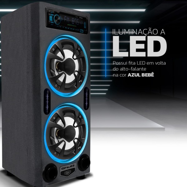 Encontraproduto.com.br - Caixa de Som Bob Residencial Amplificada Shutt 6 Polegadas 360W RMS Player Bluetooth LED Neon