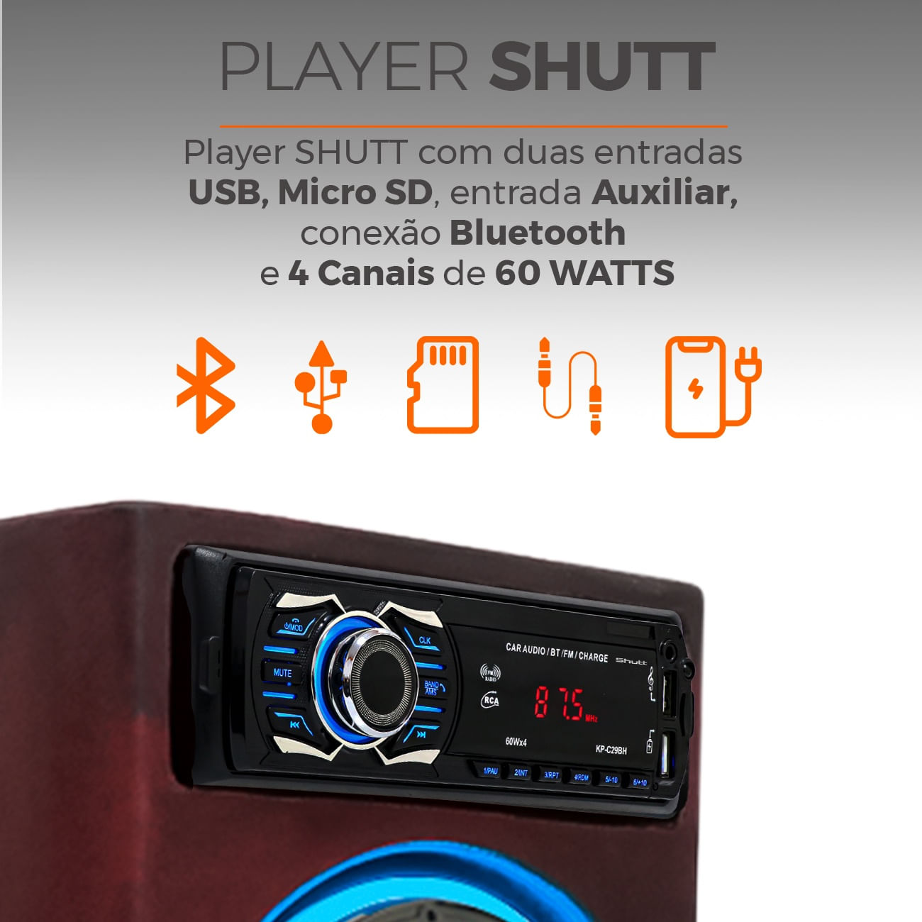 Encontraproduto.com.br - Caixa De Som Bob Residencial Shutt 360w RMS Subwoofer 6 Polegadas + Player Bluetooth USB Bivolt LED