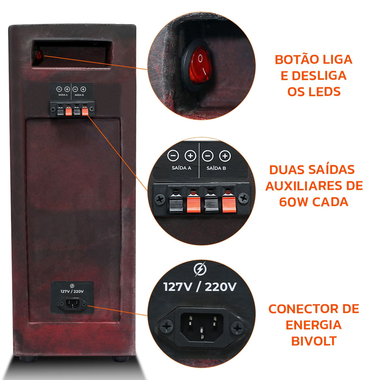 Encontraproduto.com.br - Caixa De Som Bob Residencial Shutt 360w RMS Subwoofer 6 Polegadas + Player Bluetooth USB Bivolt LED