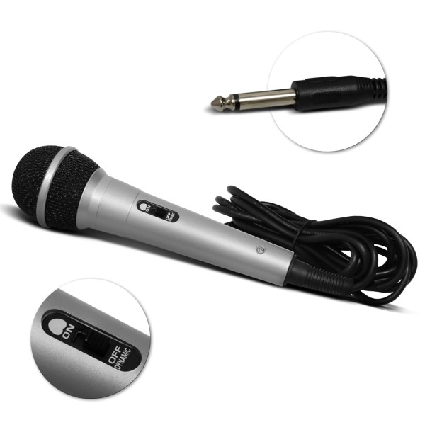 Microfone Cougar com Cabo 3,10 Metros Plug P10 Mono Evento Karaoke Igreja