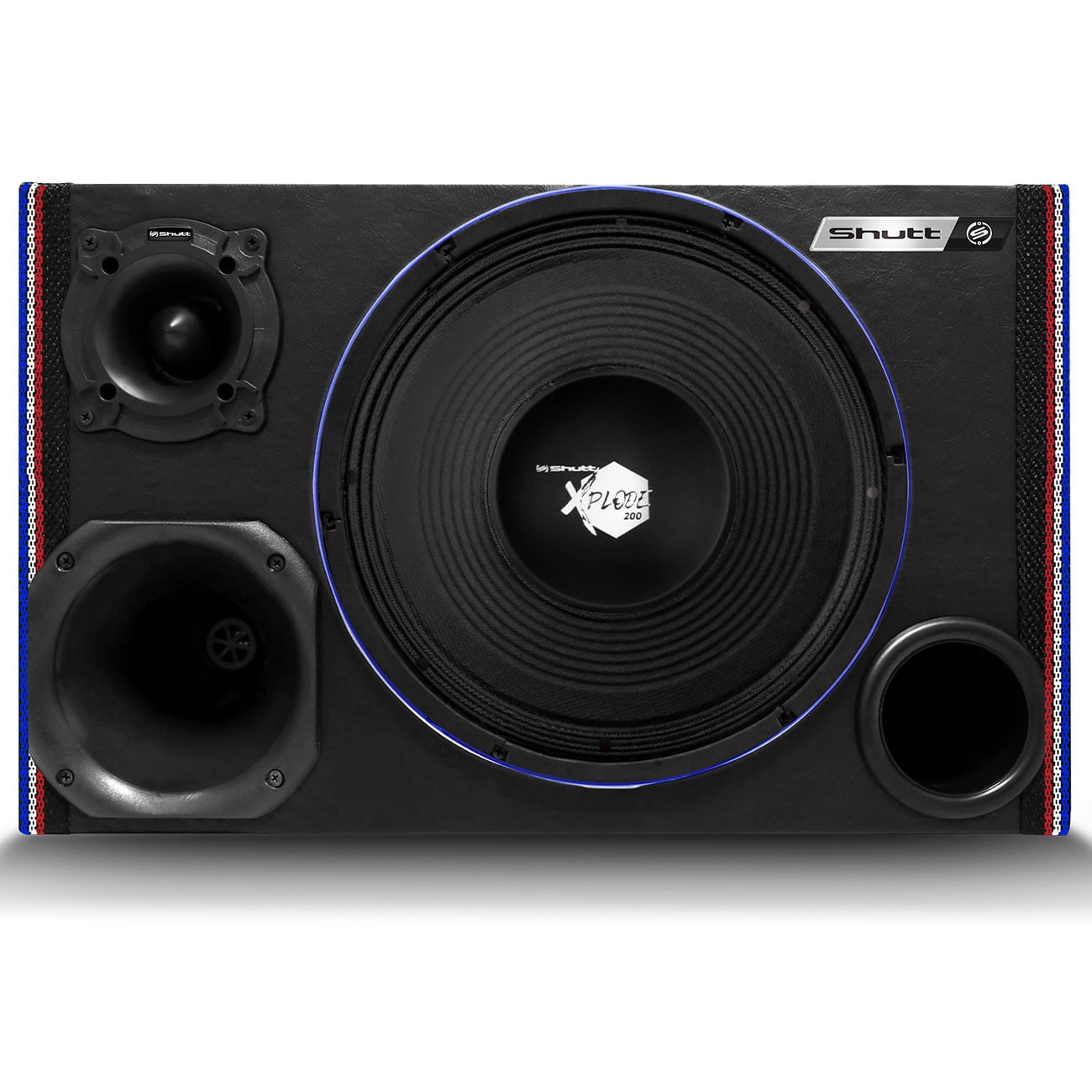 Encontraproduto.com.br - Caixa Som Trio Automotivo Shutt 800w RMS Woofer Xplode 12 Pol + Módulo Taramps Ts400 LED Neon Carro
