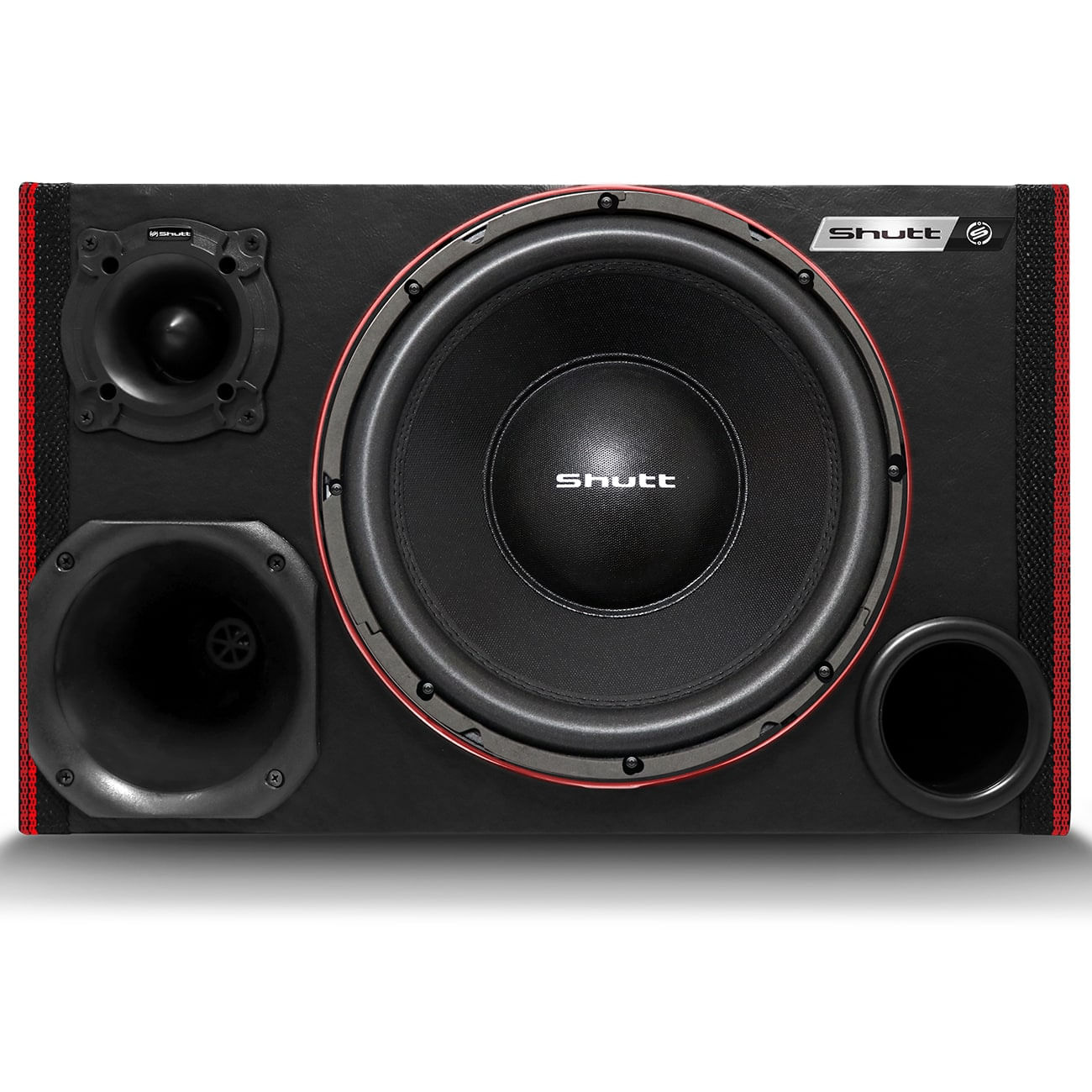 Encontraproduto.com.br - Caixa Som Trio Champion Shutt 800w RMS Subwoofer Concept 12 Pol + Módulo TS400 Grave Forte Carro LED