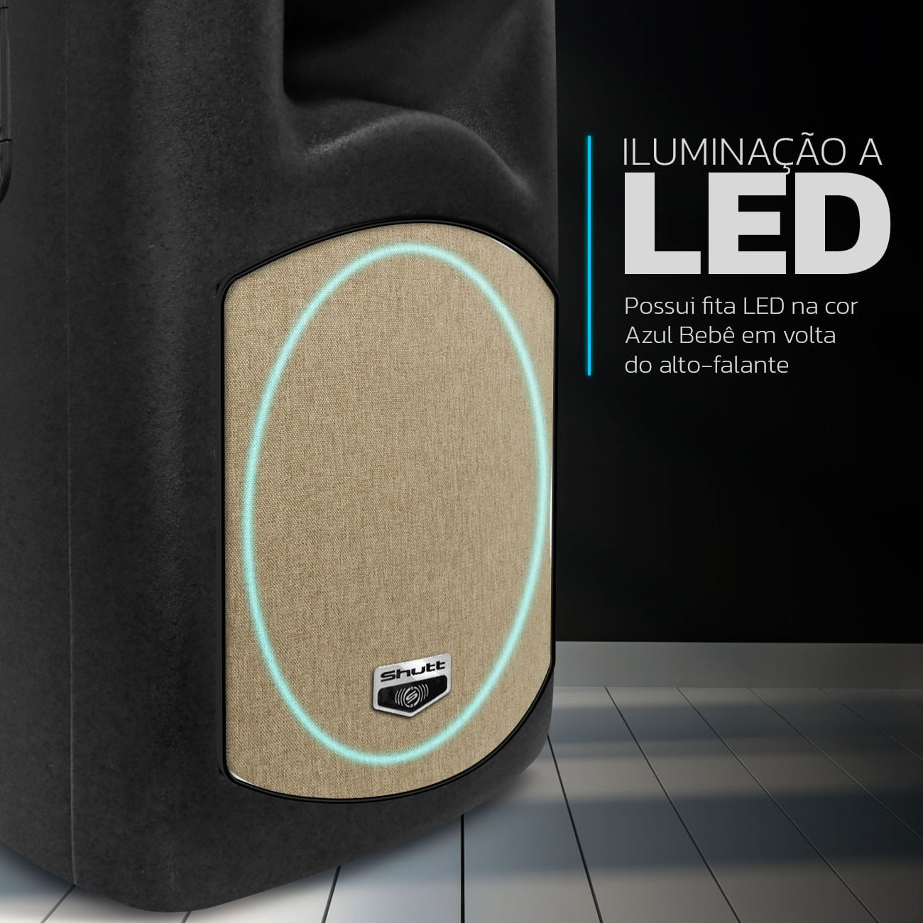 Encontraproduto.com.br - Caixa Som Ativa Bi Amplificada Retrô Shutt LED 480W RMS Woofer 12 Pol Bluetooth USB P10 SD Rádio