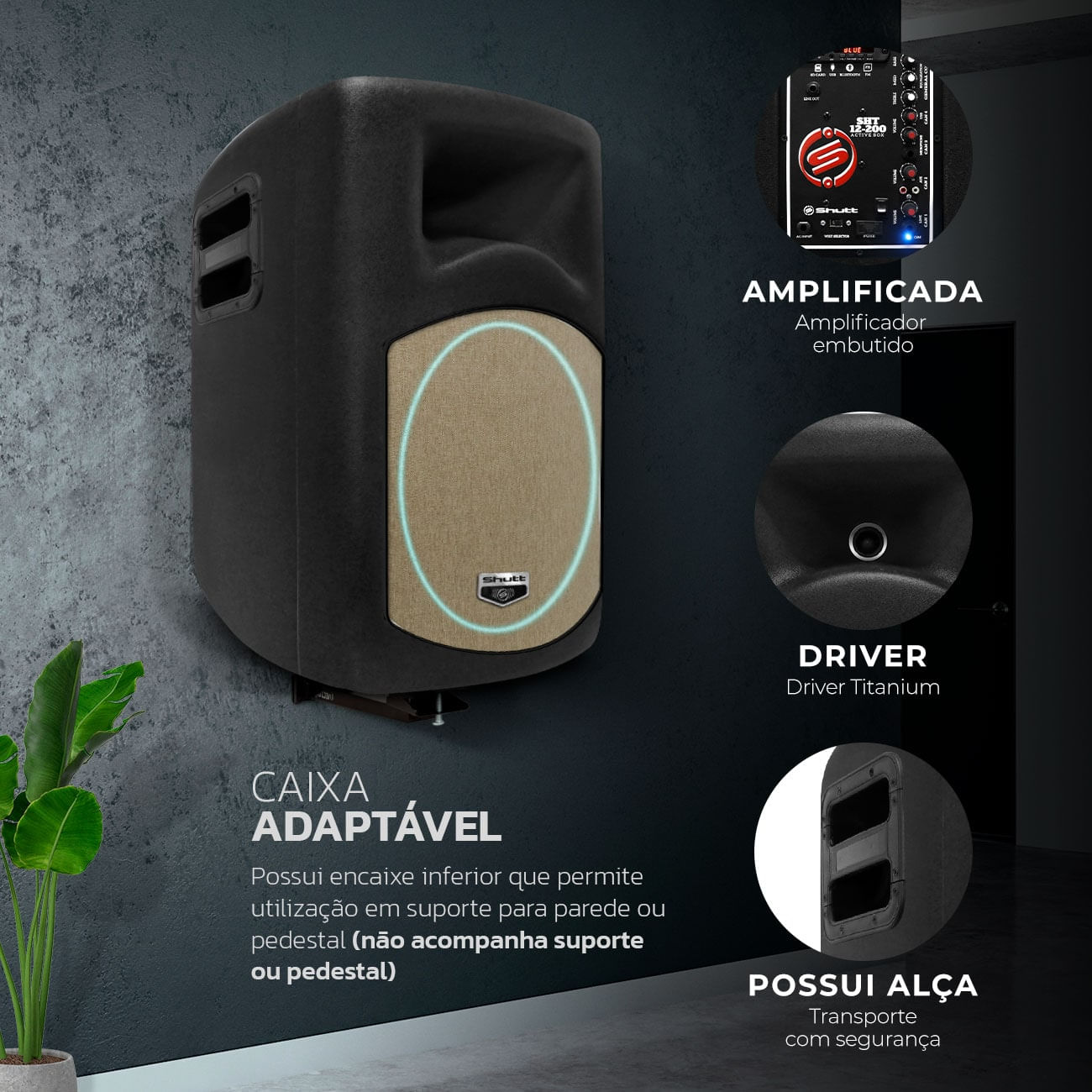 Encontraproduto.com.br - Caixa Som Ativa Bi Amplificada Retrô Shutt LED 480W RMS Woofer 12 Pol Bluetooth USB P10 SD Rádio